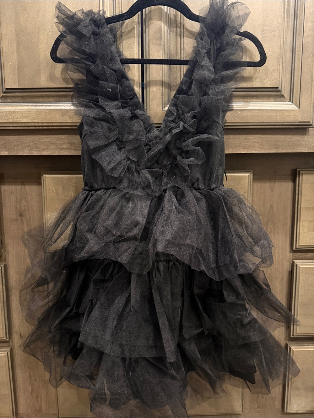 Blue Butterfly Tulle Little Black Dress - Black